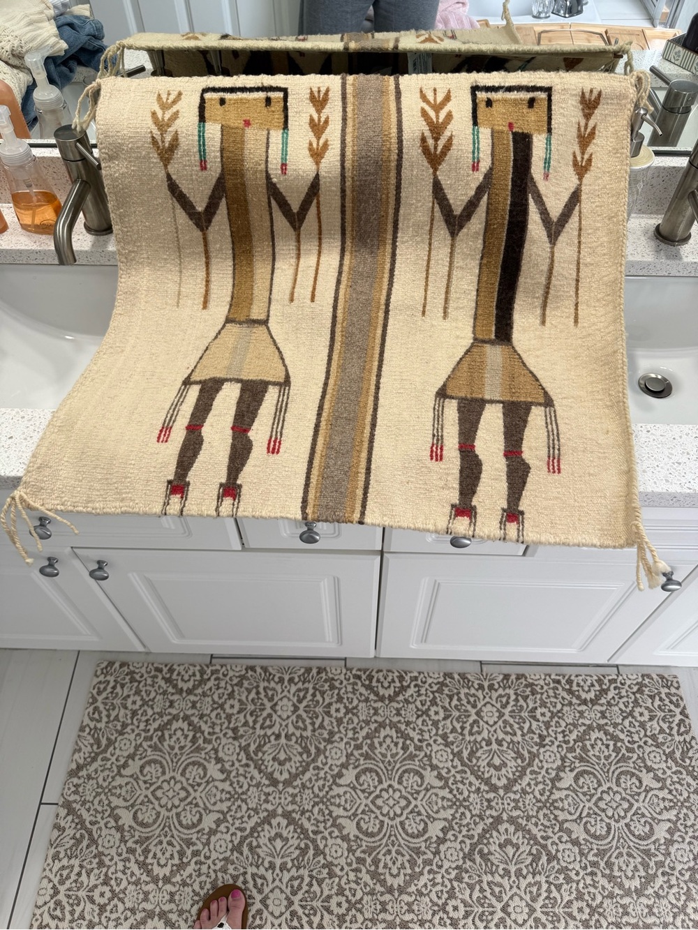 Handwoven Navajo Inspired Wool Runner with Yei Figures